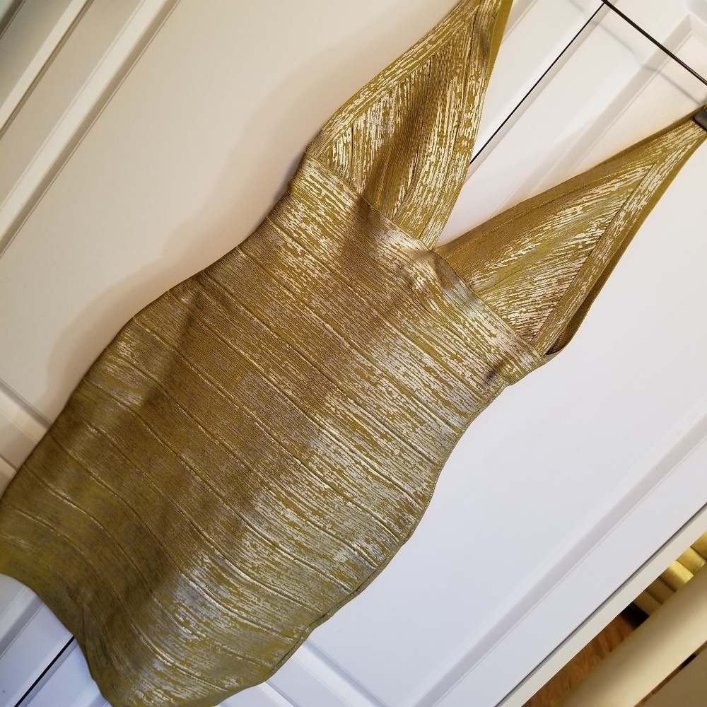Shiny Gold Bandage Dress